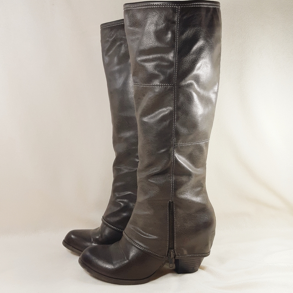 Fergalicious Grey Knee High Heel Boots